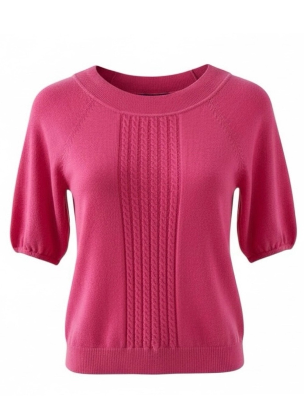 BeBe Pink Short Sleeve Mini Cable Knit Sweater Size Small